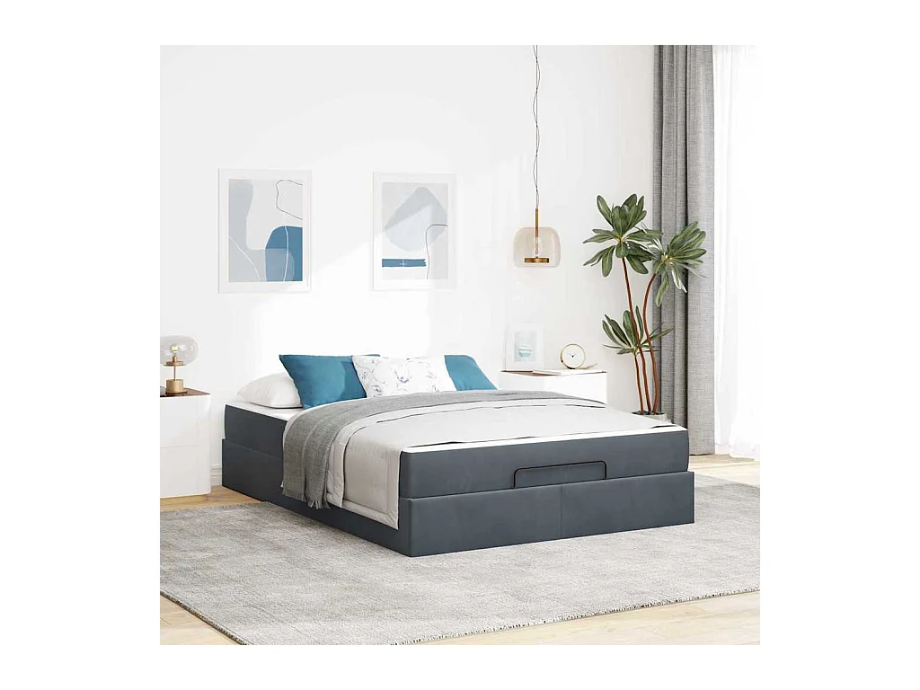 Cadre de lit Gris foncé 160 x 200 cm Velours