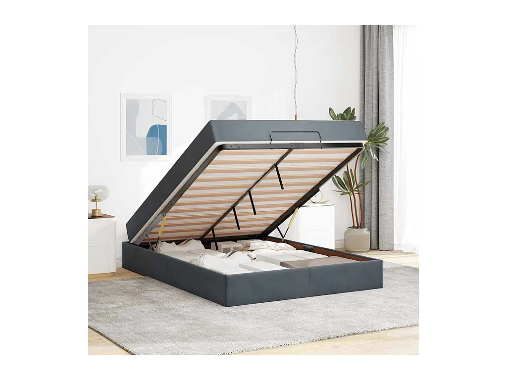 Cadre de lit Gris foncé 160 x 200 cm Velours