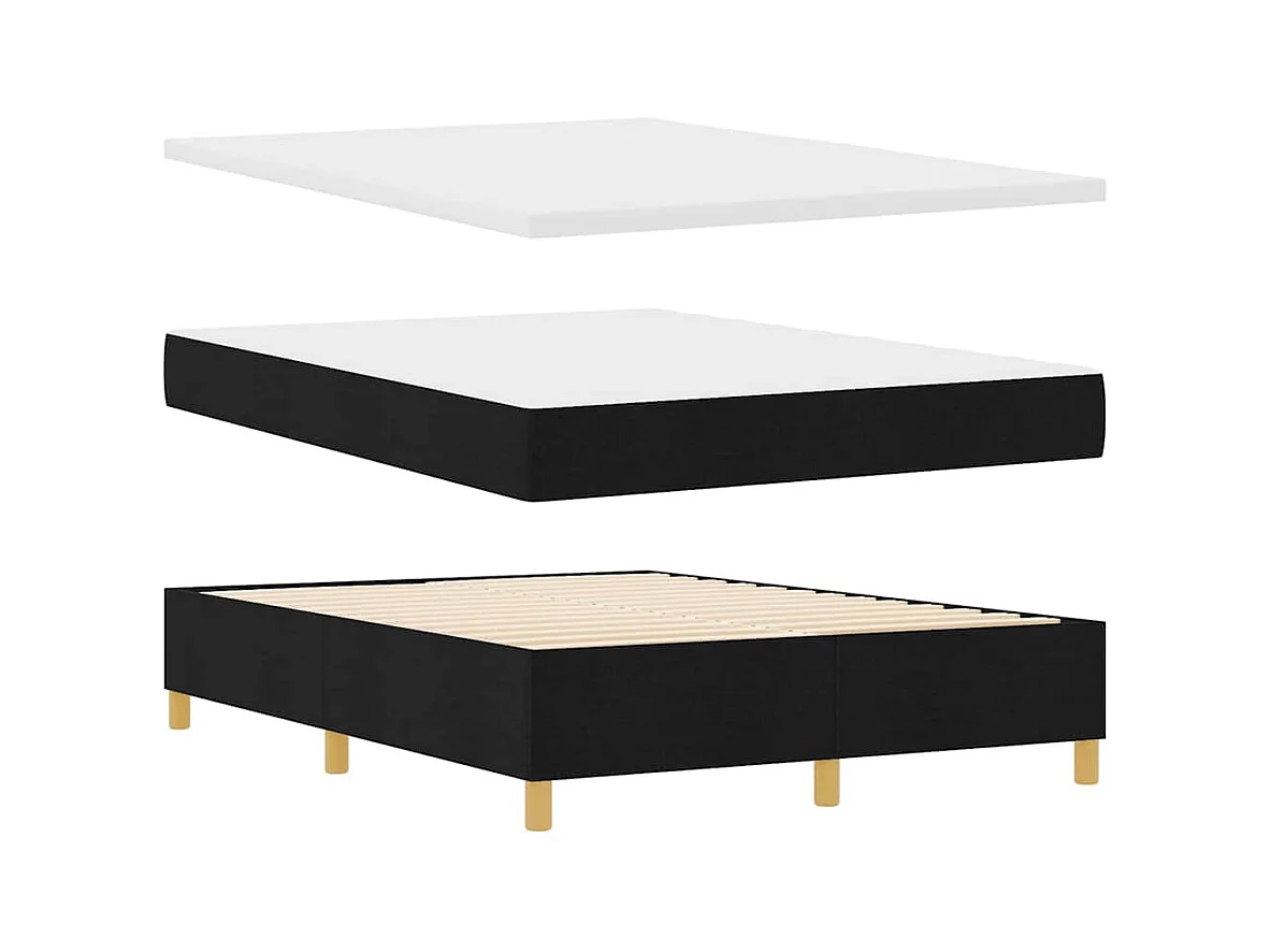 Cadre de lit avec tête de lit Noir 140 x 200 cm tissu