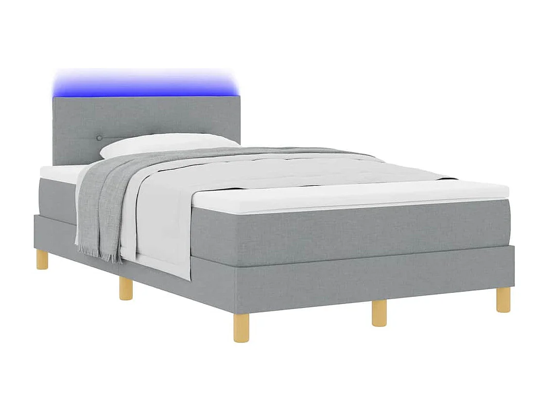 Cama tipo Box Spring con colchón Gris claro 120 x 200 cm tela