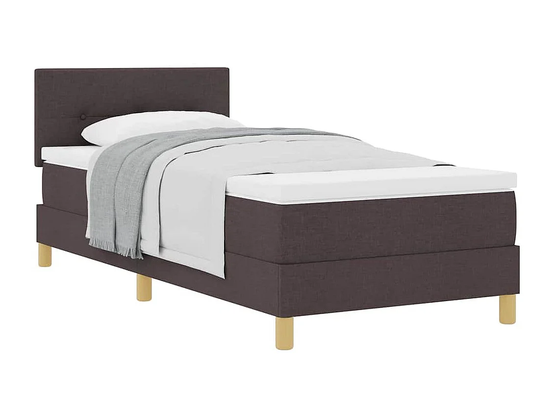 Cama box spring com colchão Castanho escuro 80 x 200 cm tecido