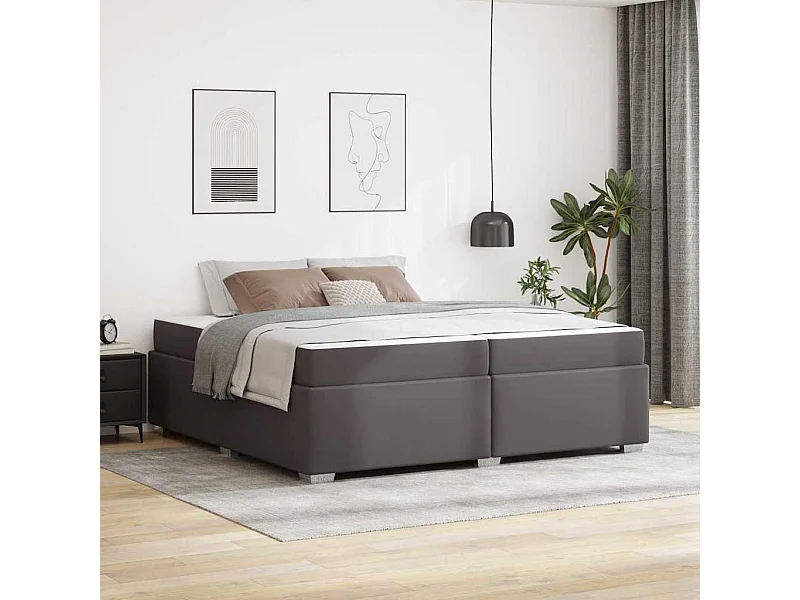 Estructura de cama Gris 200 x 200 cm Cuero sintético