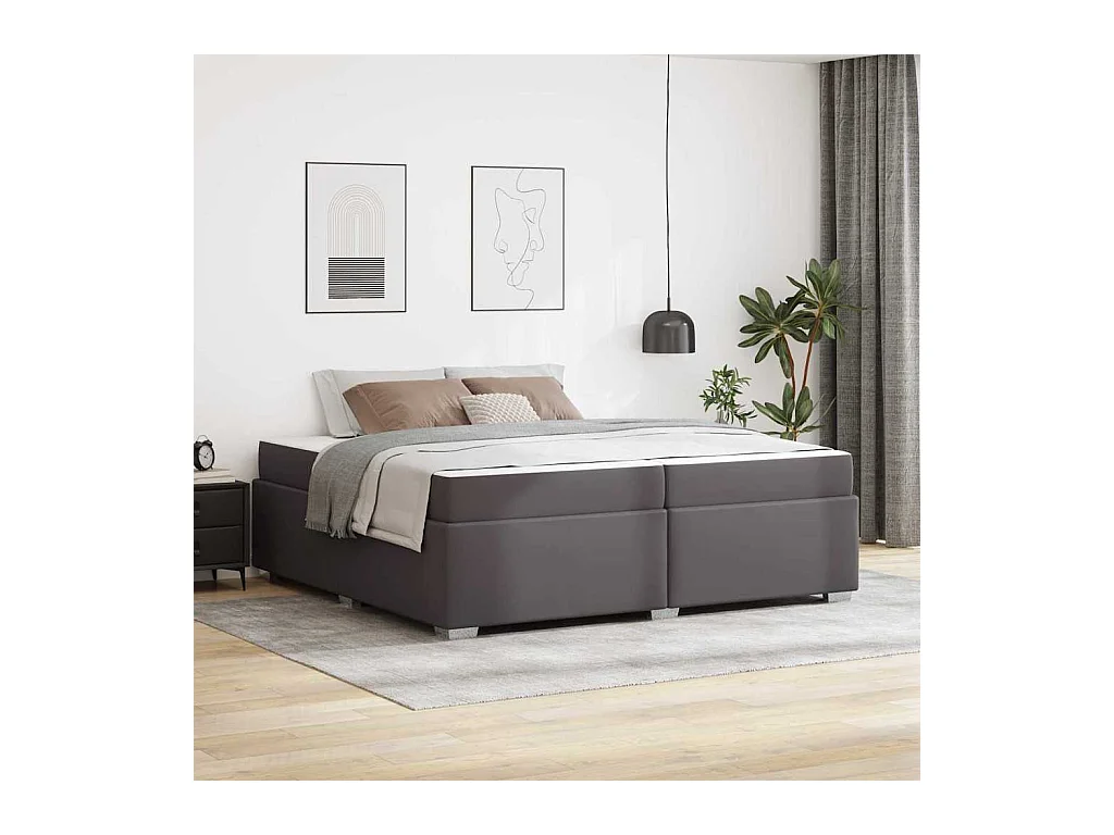 Estructura de cama Gris 200 x 200 cm Cuero sintético