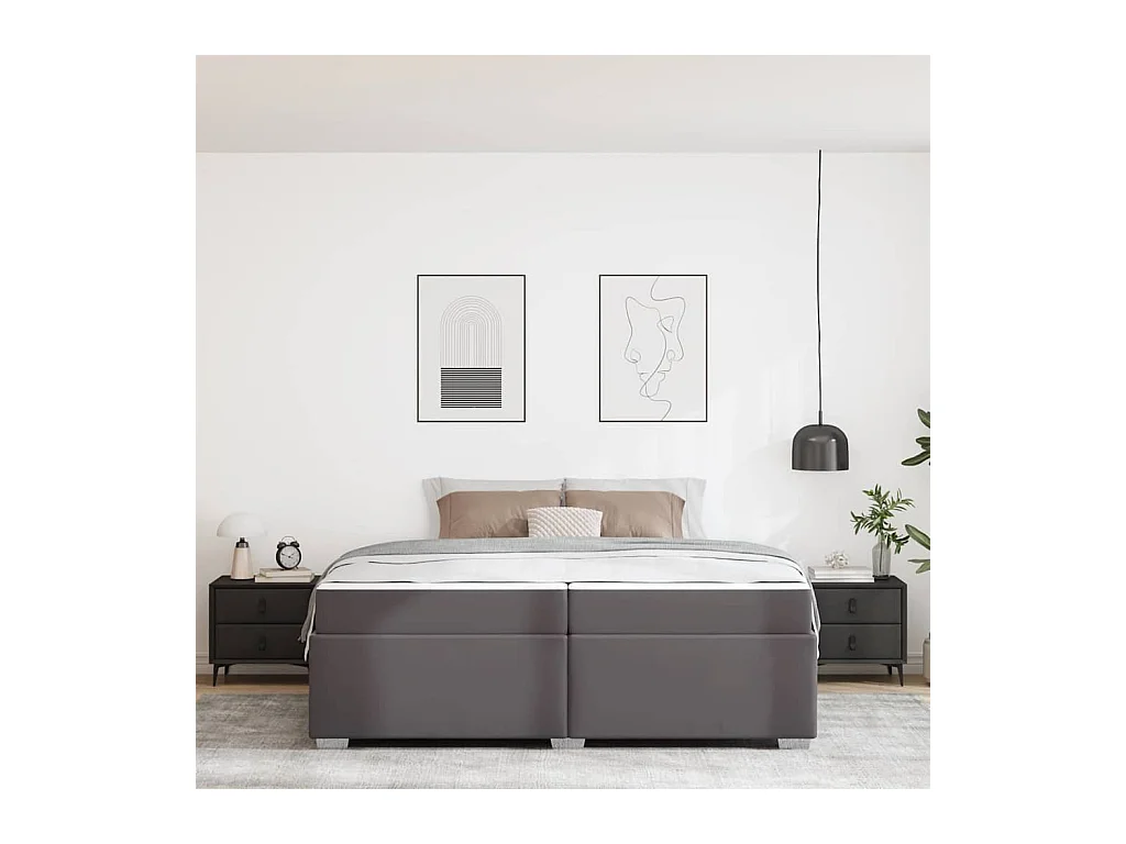Estructura de cama Gris 200 x 200 cm Cuero sintético