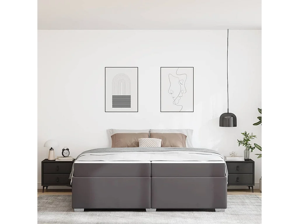 Cadre de lit Gris 200 x 200 cm Faux cuir