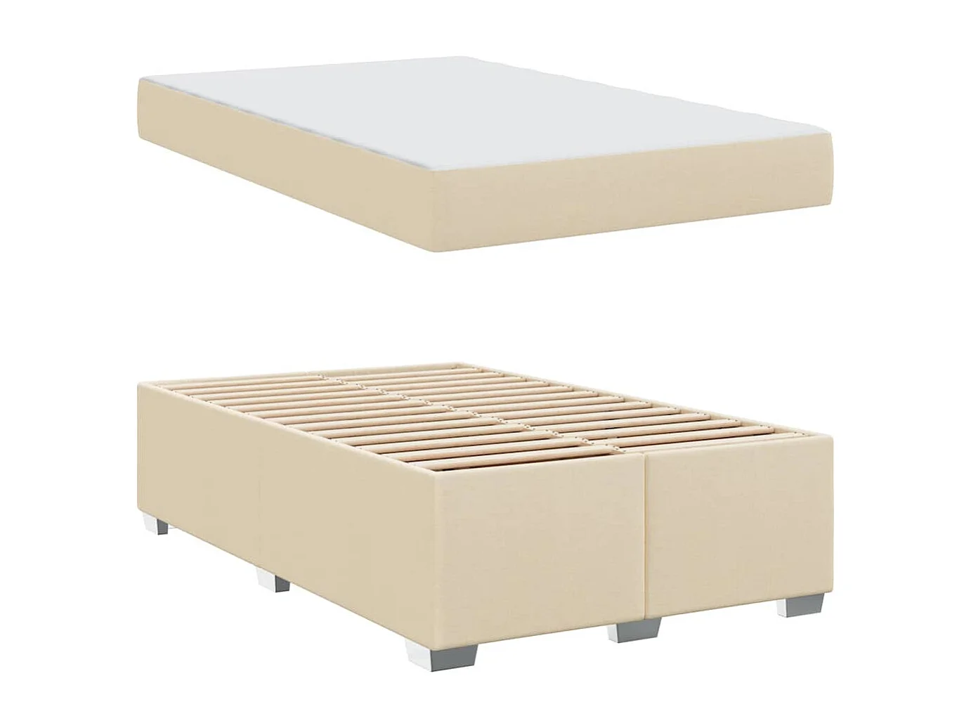 Cadre de lit Crème 120 x 200 cm tissu