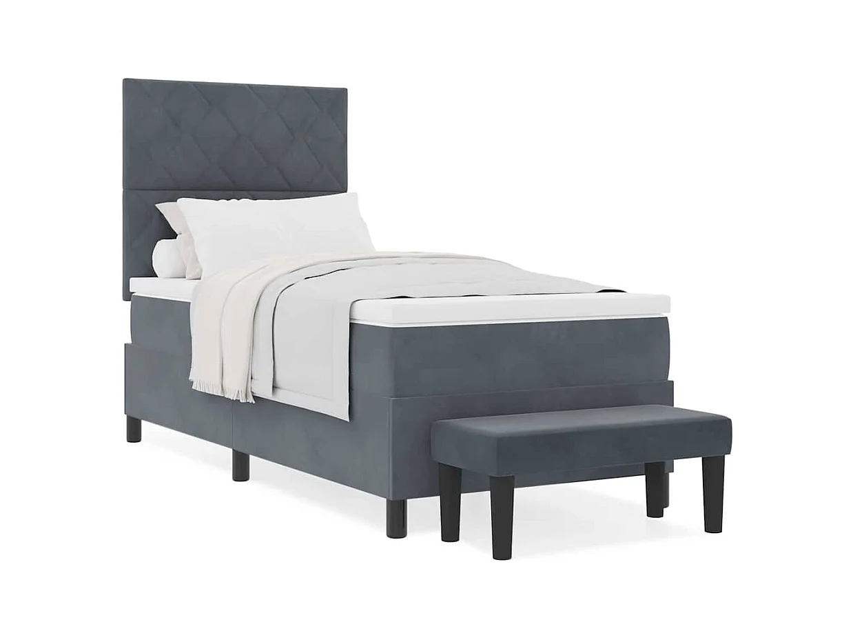 Boxspring bed met matras Donkergrijs 100 x 200 cm Fluweel
