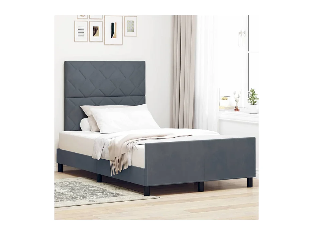 Estrutura da Cama Cinzento escuro 120 x 190 cm Veludo