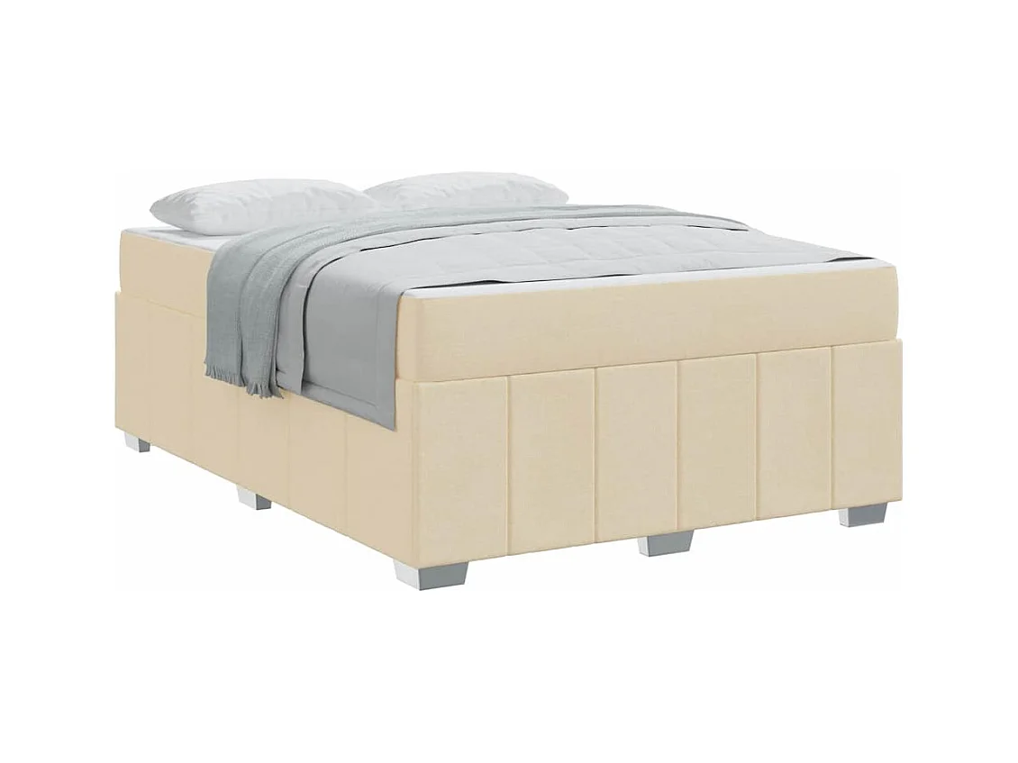 Cadre de lit avec matelas Crème 160 x 200 cm tissu