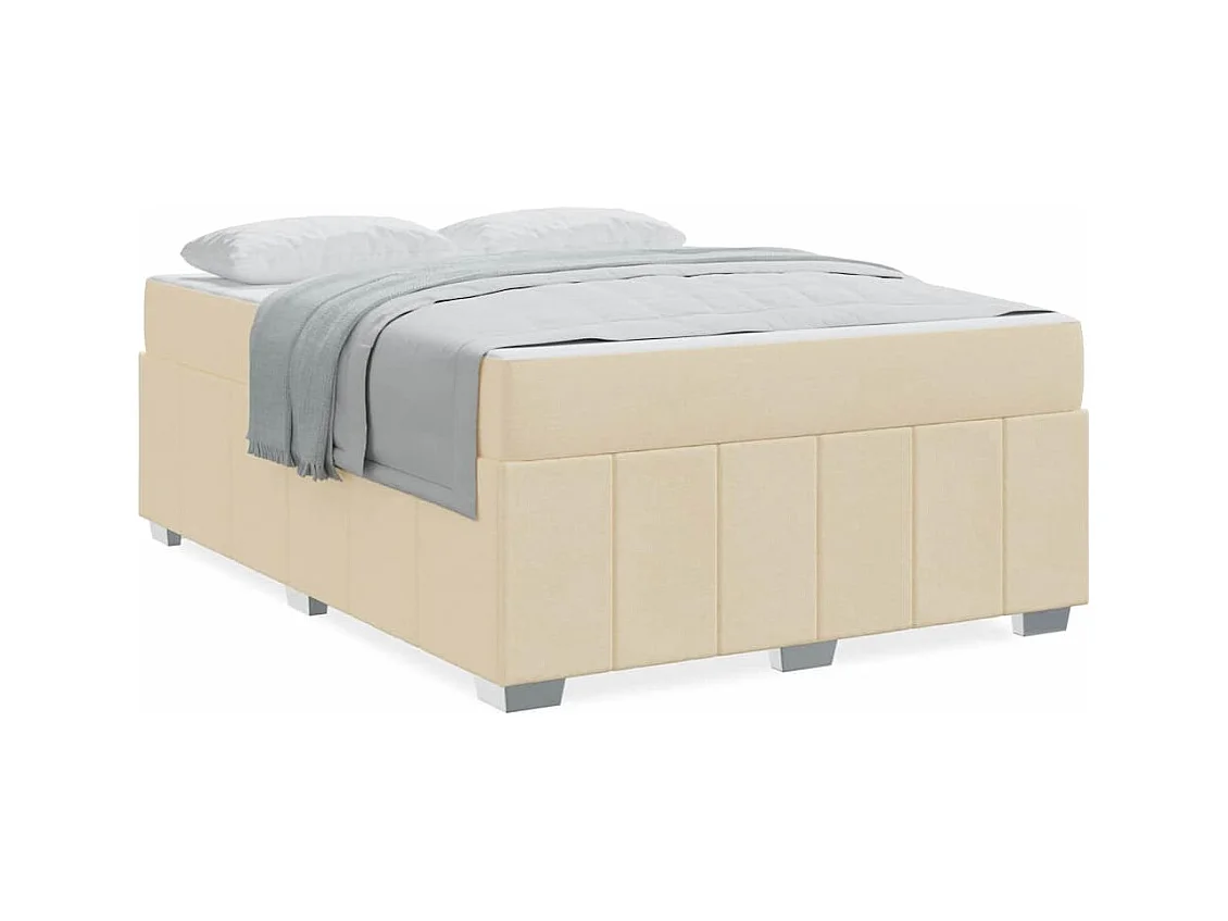 Cadre de lit avec matelas Crème 160 x 200 cm tissu