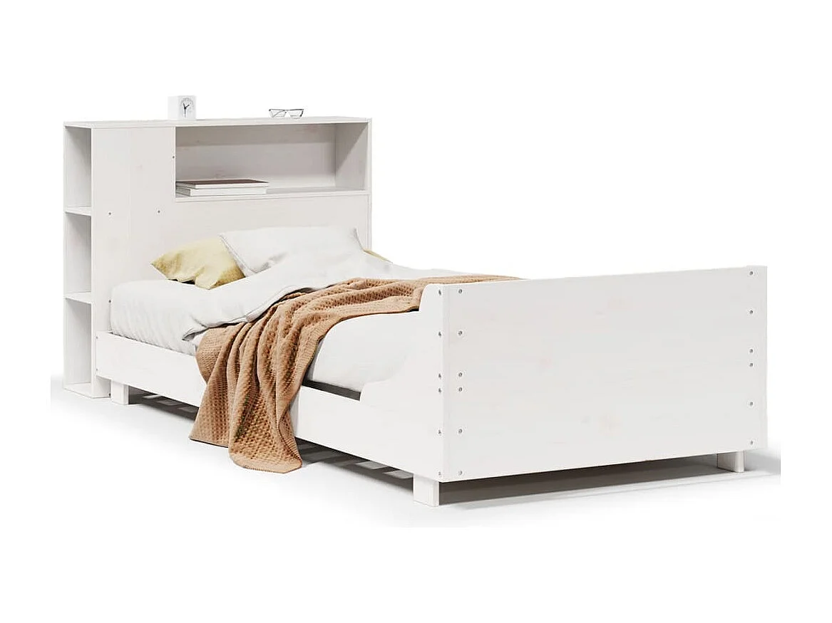 Cama sem colchão 90x190 cm madeira de pinho maciça branco