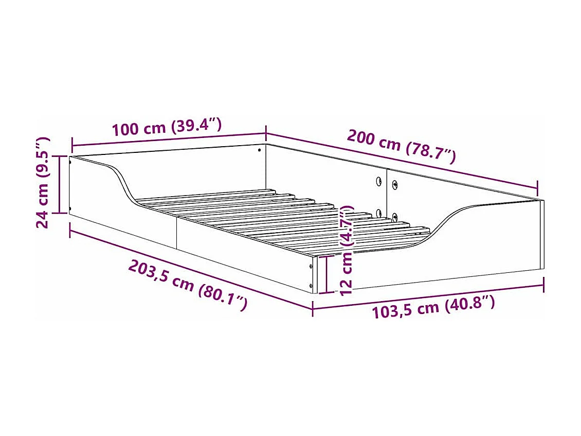 Estructura de cama Blanco 100 x 200 cm Madera maciza de pino