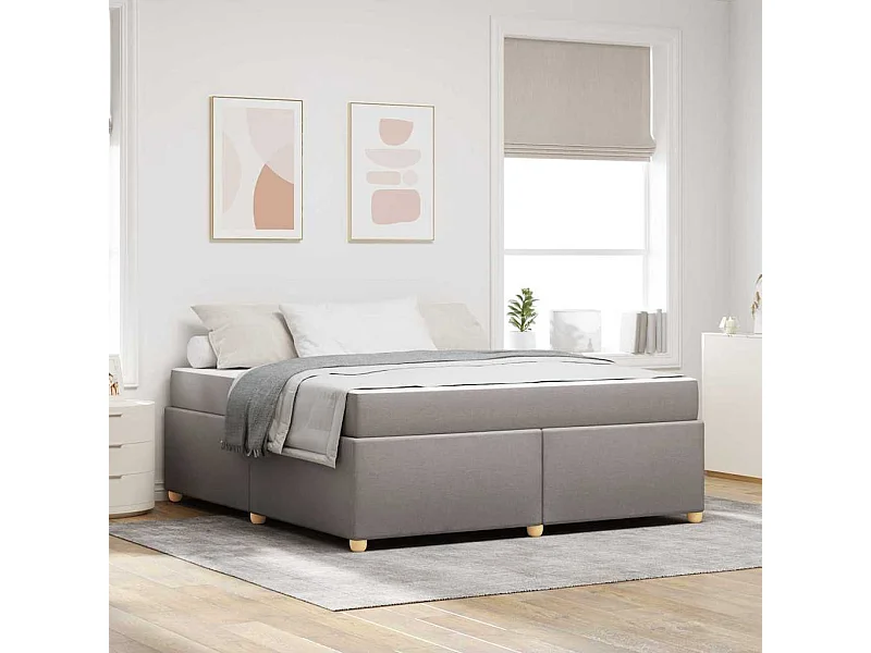 Cadre de lit avec matelas Taupe 180 x 200 cm tissu