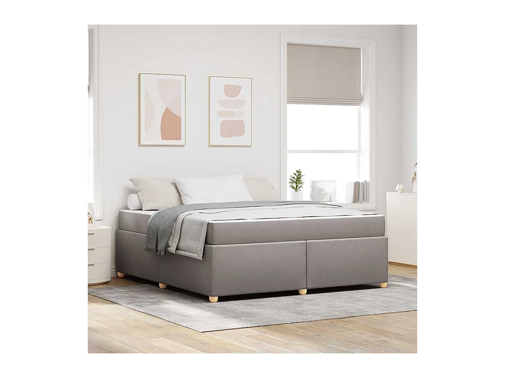Cadre de lit avec matelas Taupe 180 x 200 cm tissu
