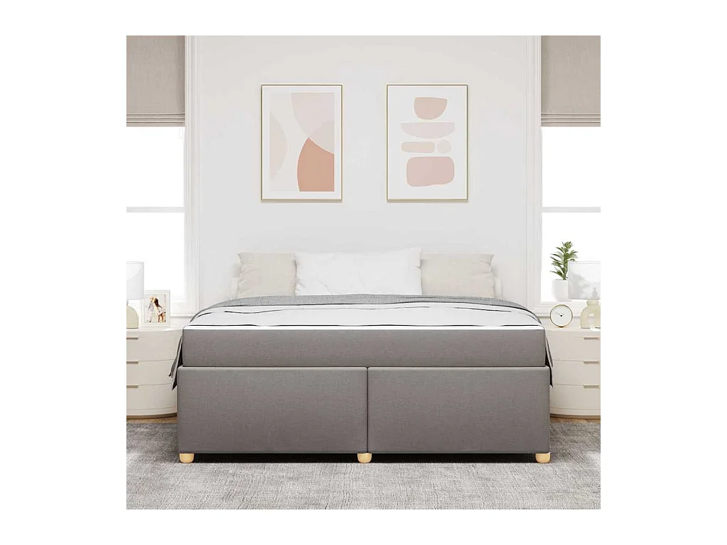 Cadre de lit avec matelas Taupe 180 x 200 cm tissu