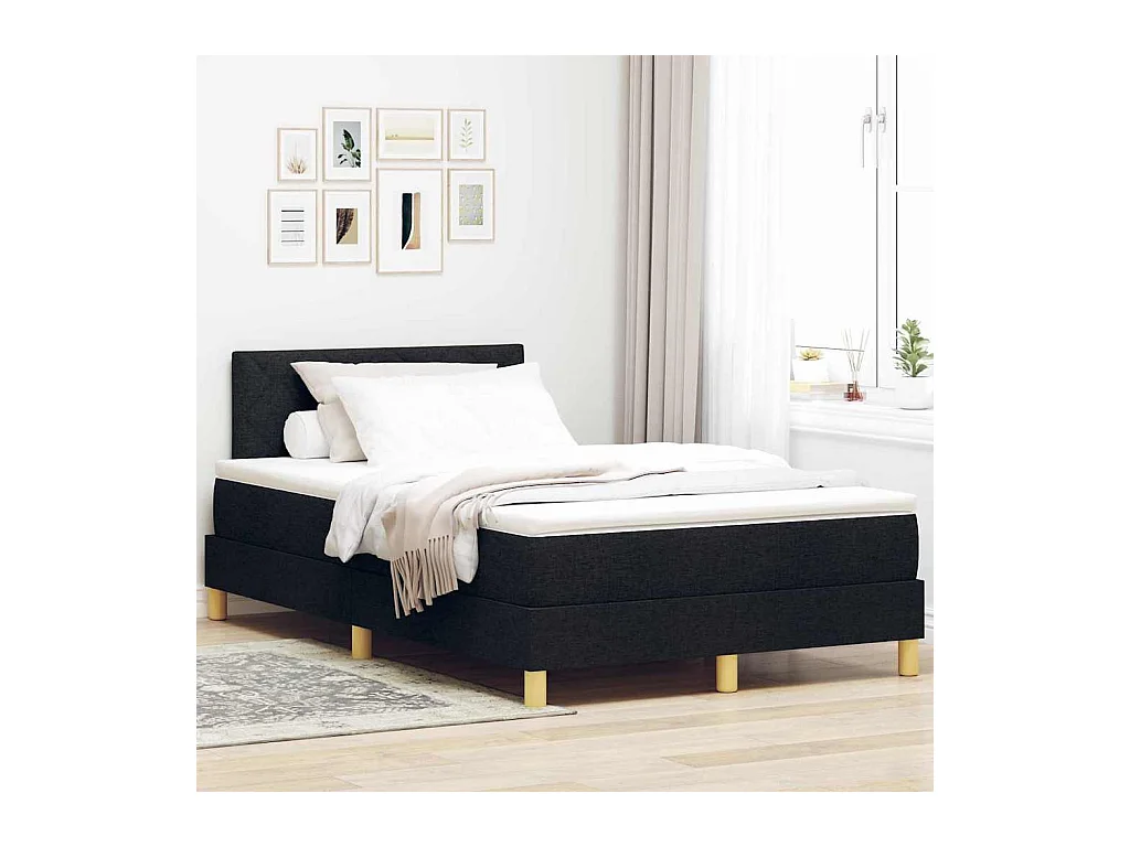 Cama box spring con colchón con colchón Negro 120 x 200 cm tela