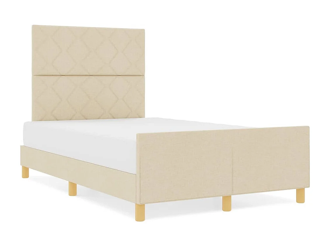 Estructura de cama con cabecera Crema 120 x 190 cm tela