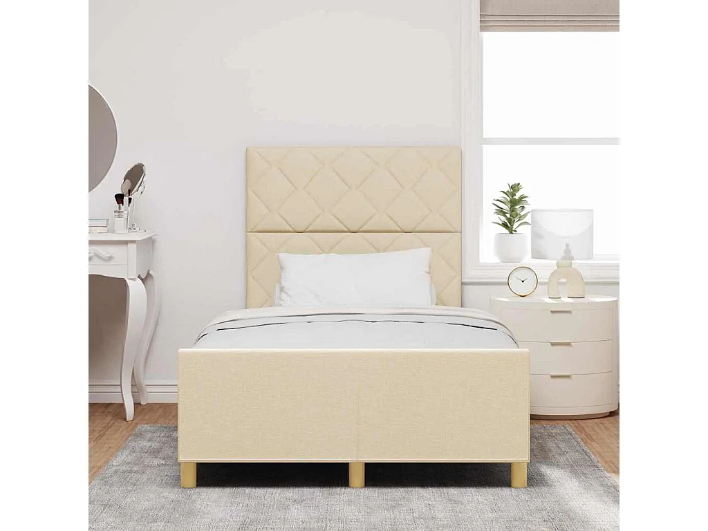 Estructura de cama con cabecera Crema 120 x 190 cm tela