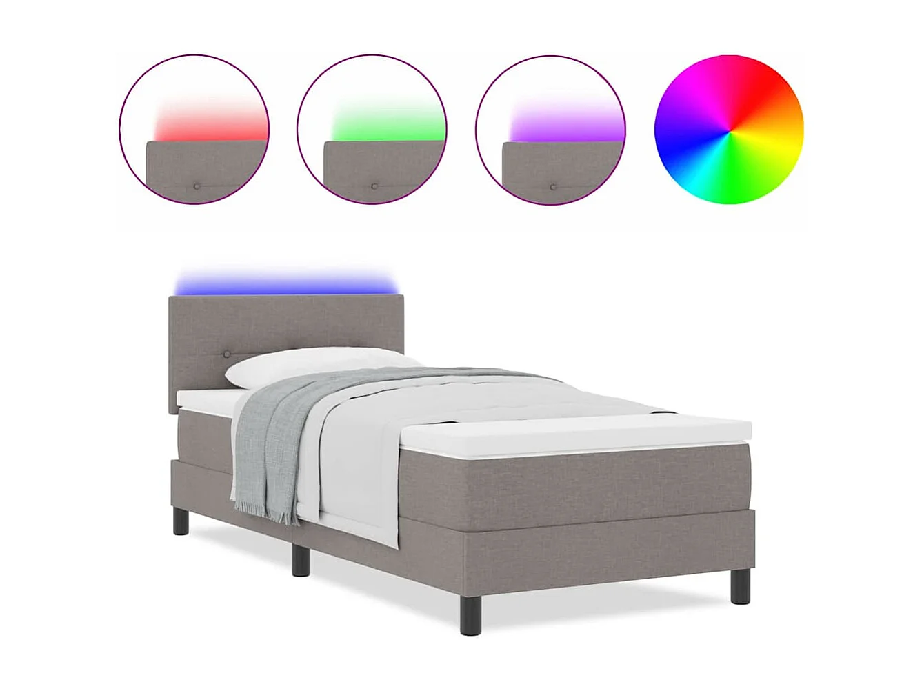 Cama tipo Box Spring con colchón Taupé 100 x 200 cm tela