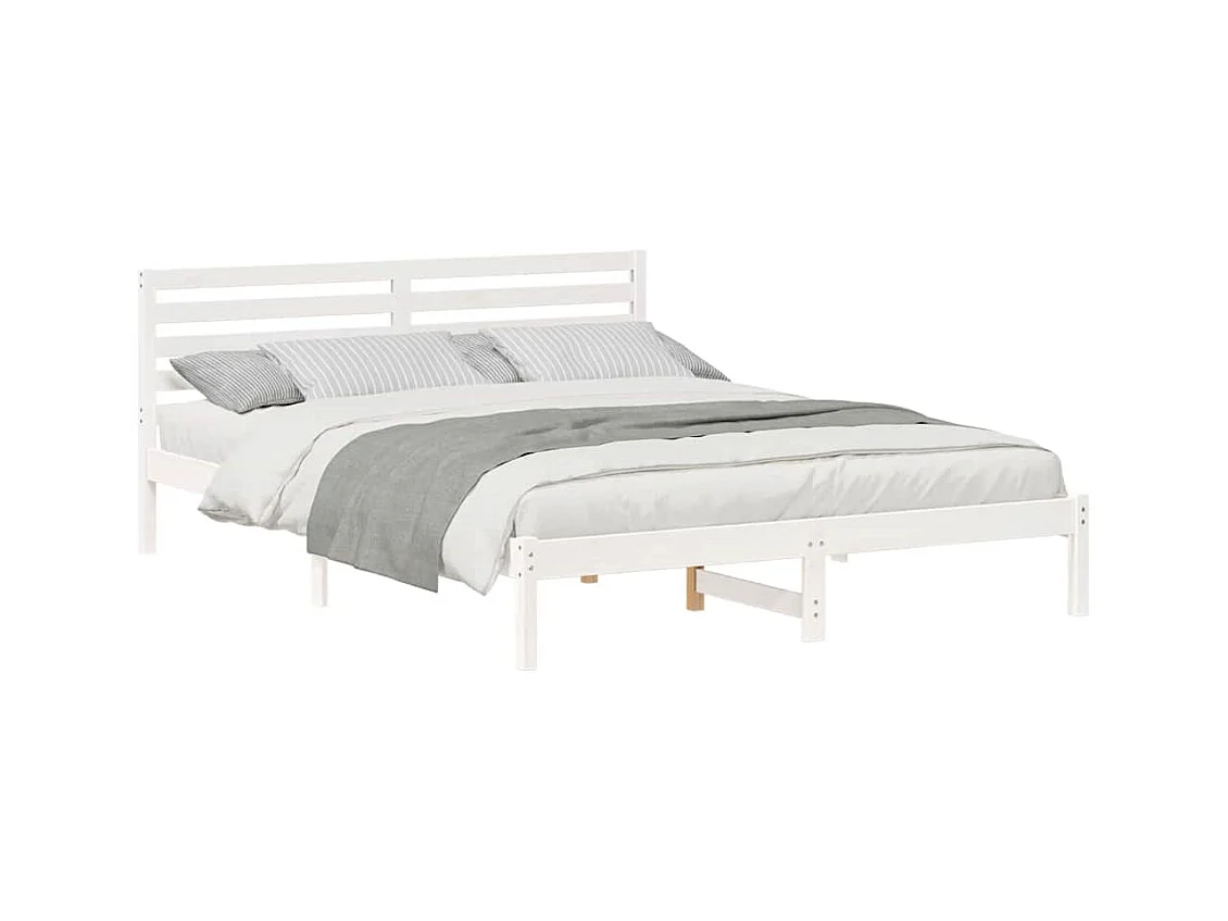 Cadre de lit Blanc 160 x 210 cm Bois massif en pin