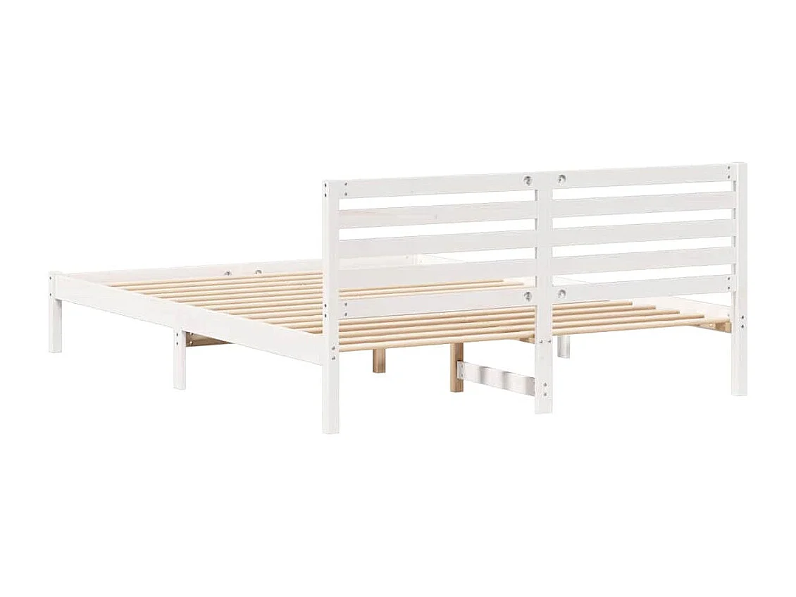 Cadre de lit Blanc 160 x 210 cm Bois massif en pin
