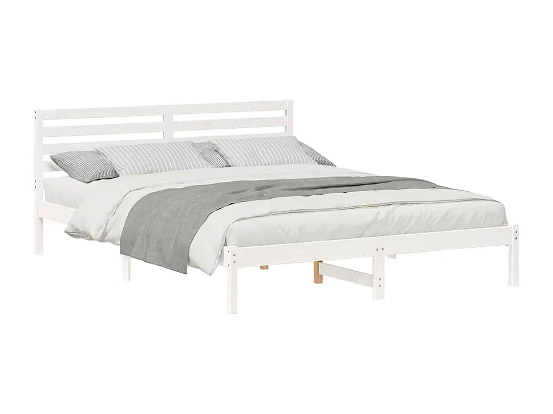 Cadre de lit Blanc 160 x 210 cm Bois massif en pin