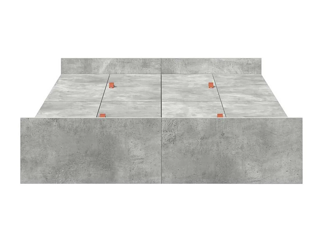 Cama con almacenamiento con cabecera Gris hormigón 120 x 190 cm