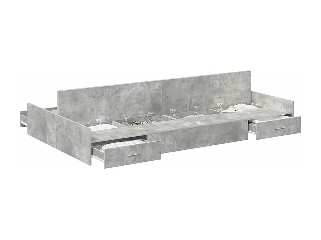 Estrado de cama com arrumação Cinzento cimento 120 x 190 cm