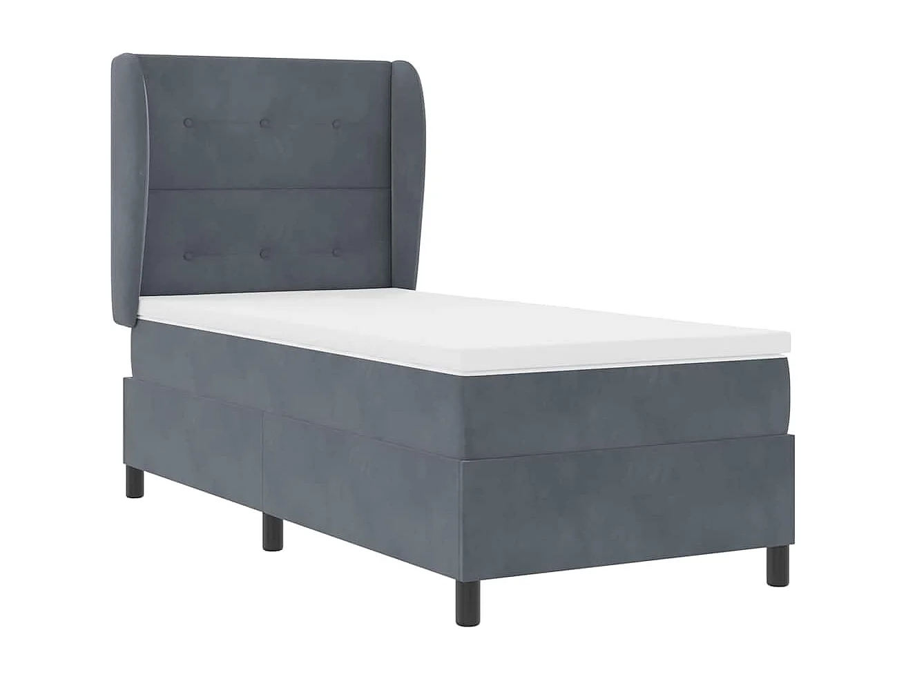 Cama tipo Box Spring Gris oscuro 90 x 200 cm Terciopelo