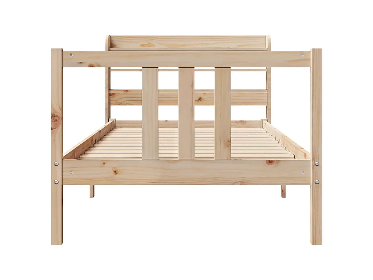 Bedframe met hoofdbord massief grenenhout 75x190 cm