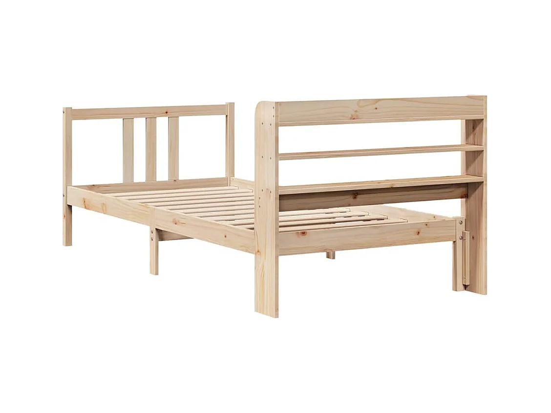 Bedframe met hoofdbord massief grenenhout 75x190 cm