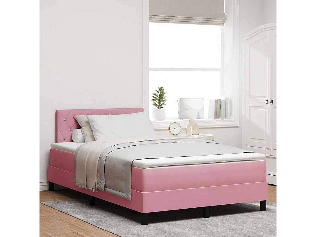 Cadre de lit avec matelas Rose 120 x 190 cm Velours