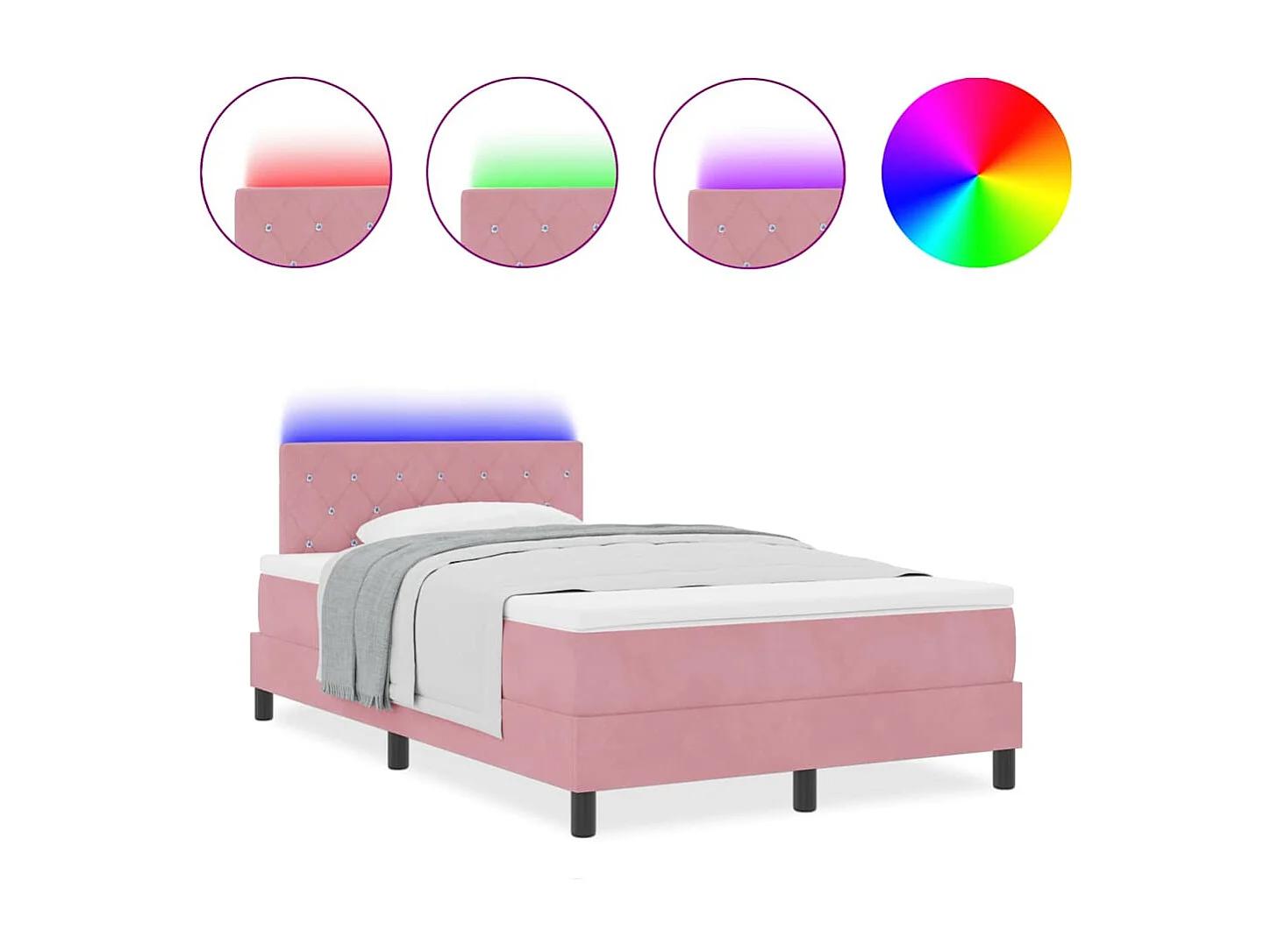 Cadre de lit avec matelas Rose 120 x 190 cm Velours