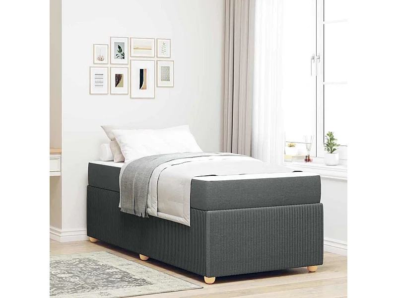 Bedframe met matras met matras Donkergrijs 80 x 200 cm Stof