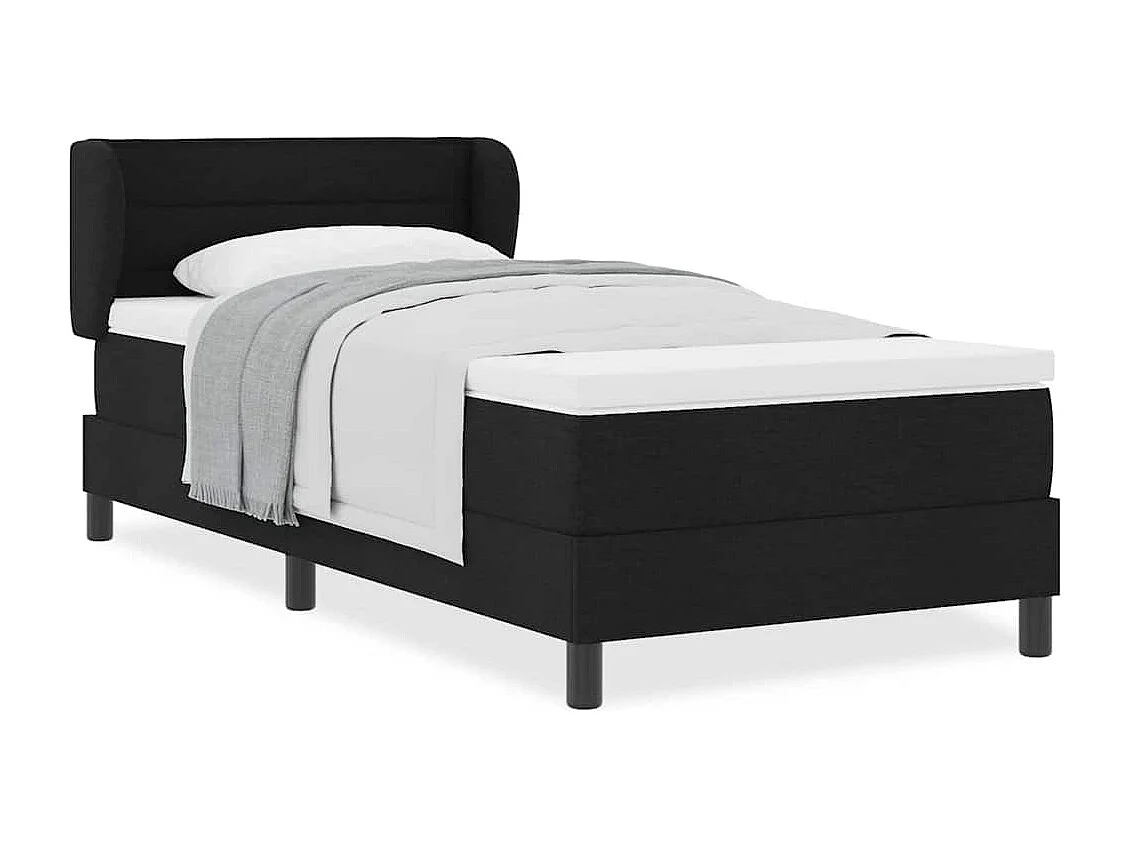 Cadre de lit avec matelas avec matelas Noir 90 x 190 cm tissu