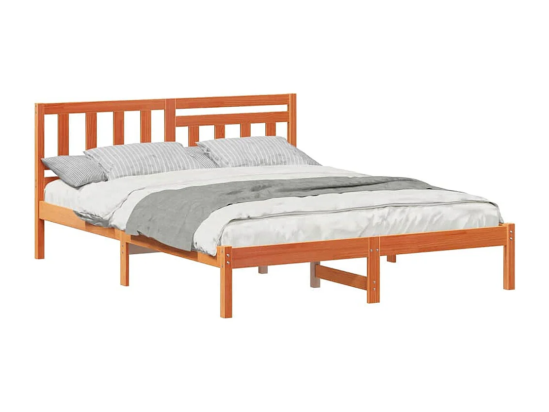 Cadre de lit Marron cire 140 x 200 cm Bois massif en pin