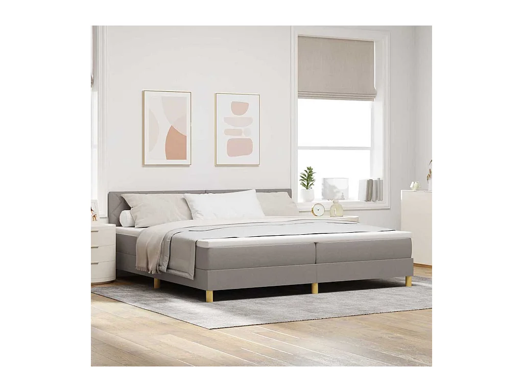 Cadre de lit avec matelas Taupe 200 x 200 cm tissu