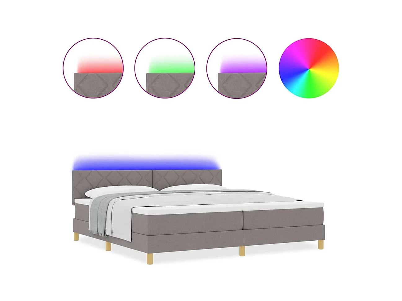 Cadre de lit avec matelas Taupe 200 x 200 cm tissu