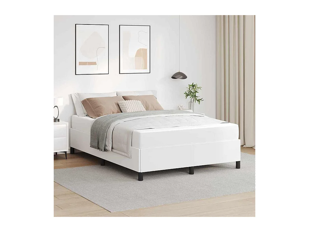 Cadre de lit avec matelas Blanc 140 x 190 cm Faux cuir