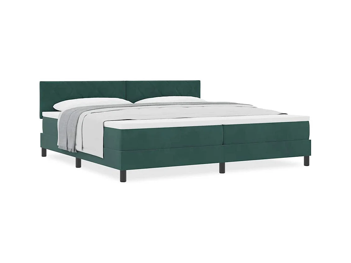 Cadre de lit avec matelas Vert foncé 200 x 200 cm tissu