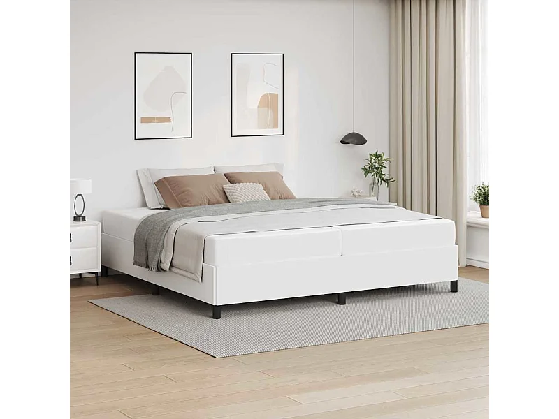 Cadre de lit avec matelas Blanc 200 x 200 cm Faux cuir