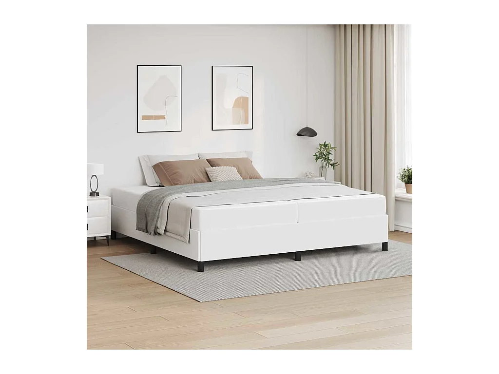 Cadre de lit avec matelas Blanc 200 x 200 cm Faux cuir