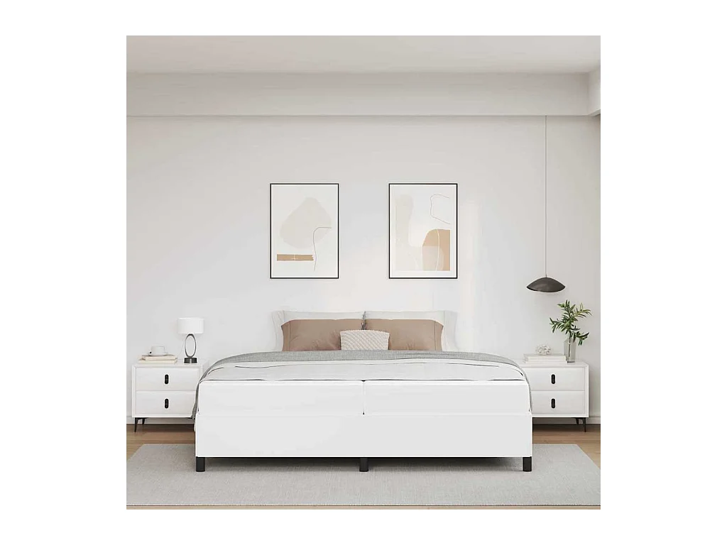 Cadre de lit avec matelas Blanc 200 x 200 cm Faux cuir