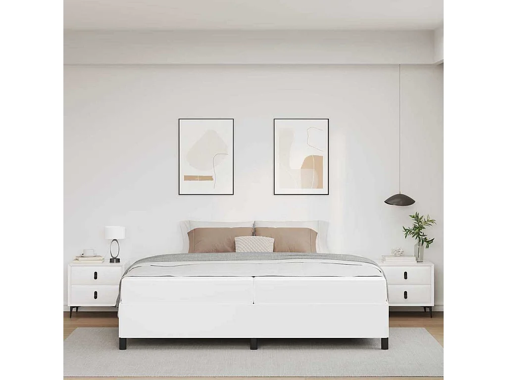 Cadre de lit avec matelas Blanc 200 x 200 cm Faux cuir