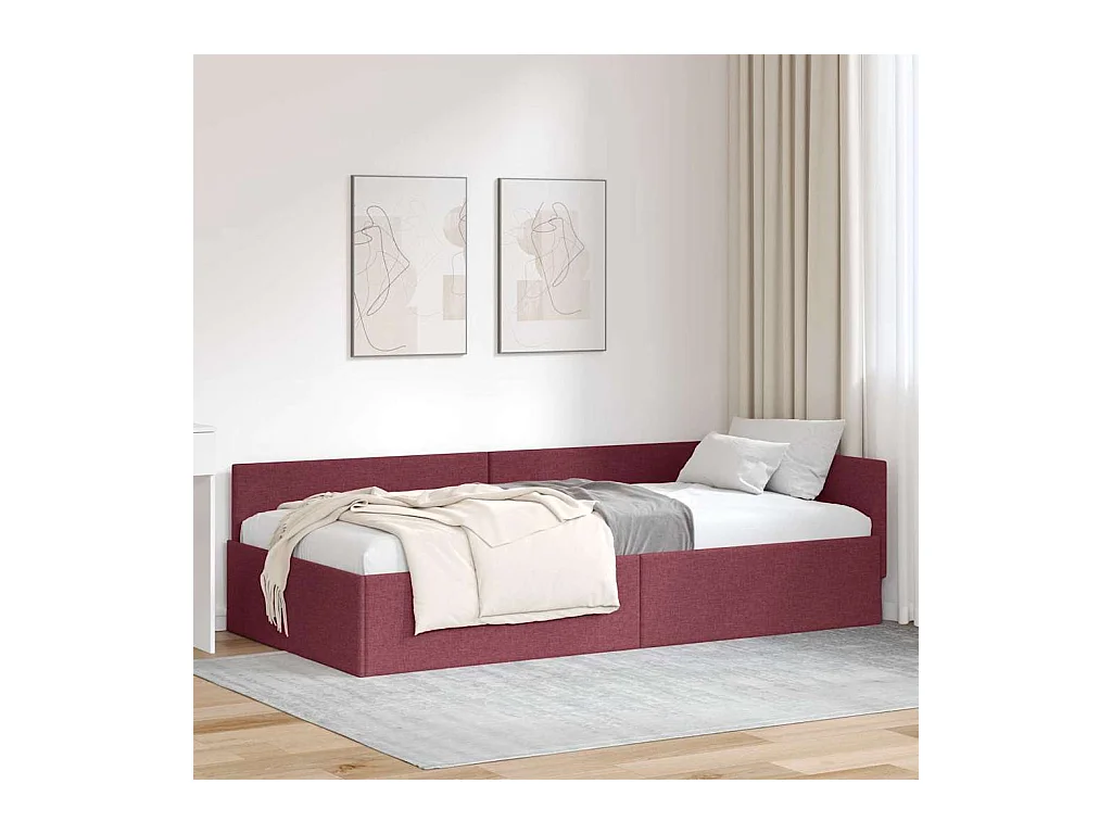 Cadre de lit d'angle Rouge bordeaux 100 x 200 cm