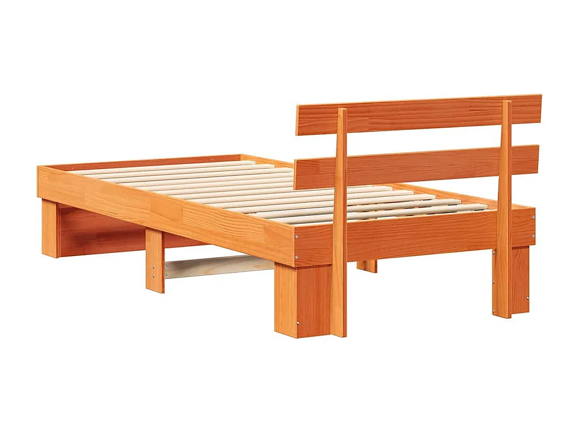 Estructura de cama con cabecera Marrón cera 100 x 200 cm