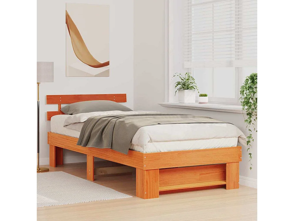 Cadre de lit Marron cire 100 x 200 cm Bois massif en pin