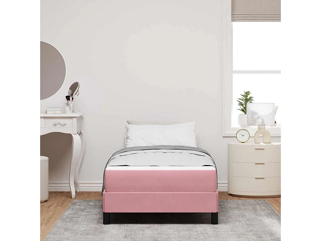 Cadre de lit avec matelas Rose 90 x 200 cm Velours