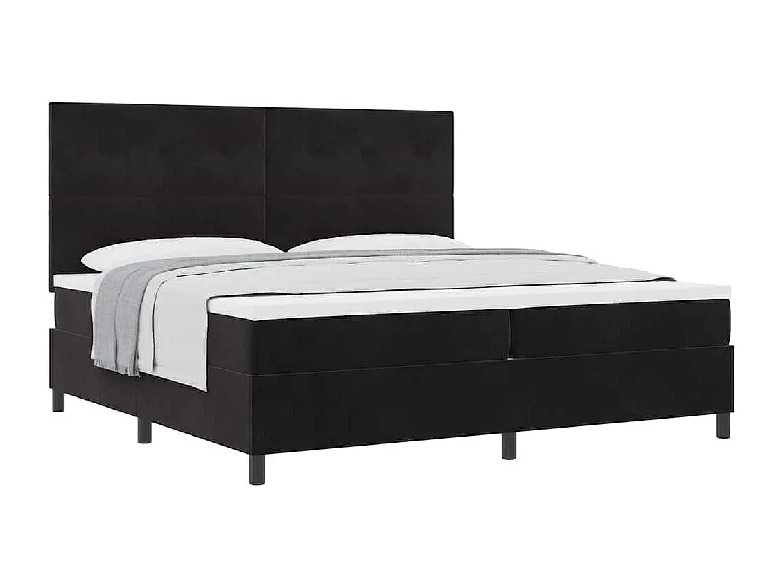 Cadre de lit avec matelas Noir 200 x 200 cm Velours