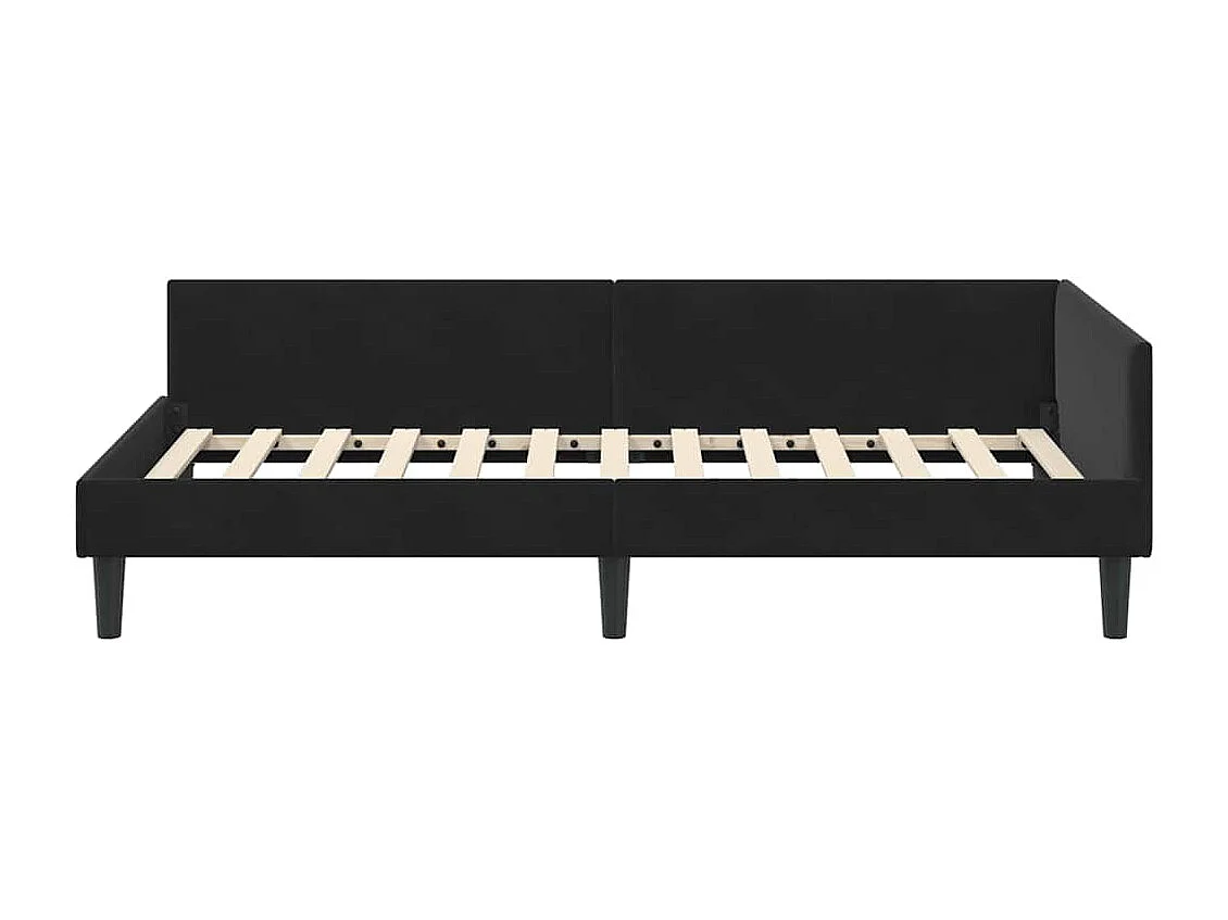 Cadre de lit d'angle Noir 80 x 200 cm Velours et bois stratifié